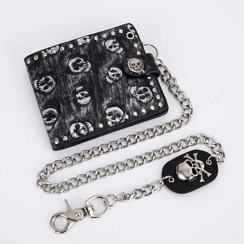 Wholesale PU Punk Rock Multi Card Slot Coin Purse Wallet Anti-Theft Chain Clutch